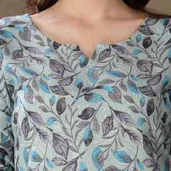 Stylum Women's Floral Printed Cotton Blend Straight Kurta (GILLYGREY)