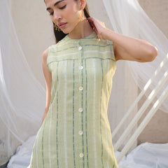 Stylum Women's Green Woven Design Cotton Blend Straight Kurta (GREENKULI)