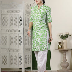 Stylum Women's Paisley Printed Rayon Straight Kurta (GREENPARLE)