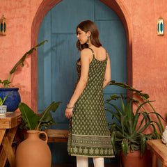 Stylum Women's Green Ethnic Motif Printed Rayon Straight Kurta (GREENRATAN)