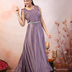 Stylum Women's Lavender Party Wear Shimmer Lycra Gown (GWAMRITALAVENDER)