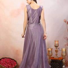 Stylum Women's Lavender Party Wear Shimmer Lycra Gown (GWAMRITALAVENDER)