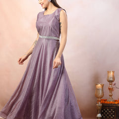 Stylum Women's Lavender Party Wear Shimmer Lycra Gown (GWAMRITALAVENDER)
