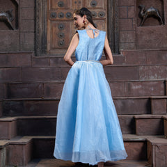 Stylum Women's Sky Blue Solid & Embroidered Party Wear Satin Gown (GWSKYNAYRA)