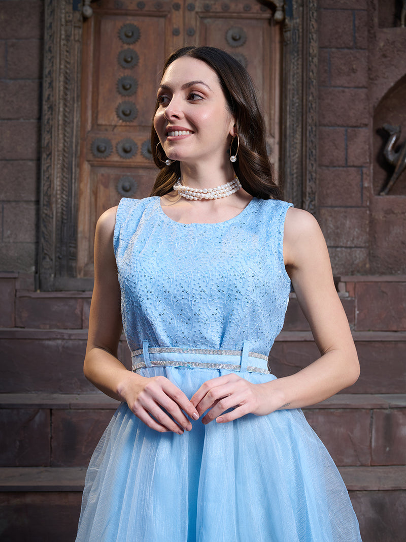 Stylum Women's Sky Blue Solid & Embroidered Party Wear Satin Gown (GWSKYNAYRA)