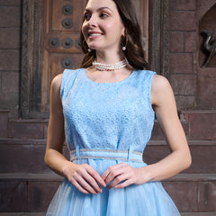 Stylum Women's Sky Blue Solid & Embroidered Party Wear Satin Gown (GWSKYNAYRA)