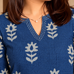 Indigo Floral Printed Kurta Set (KPBLUEKAMILA)
