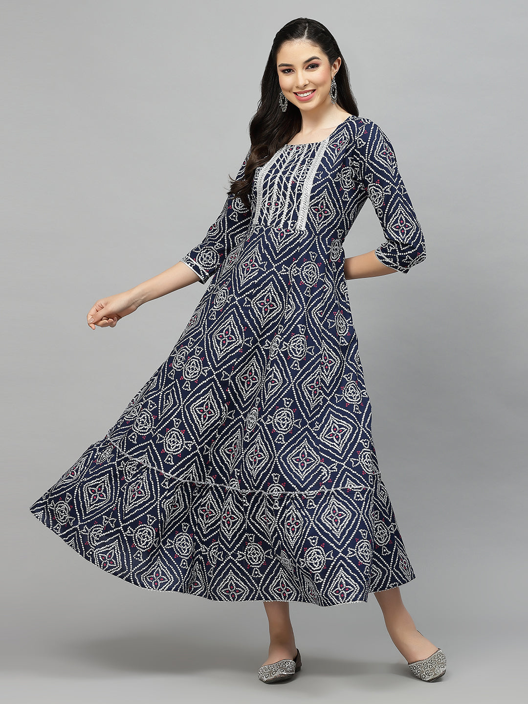 Stylum Women's Bandhej Printed Rayon Tiered kurta (INGOGINNY)