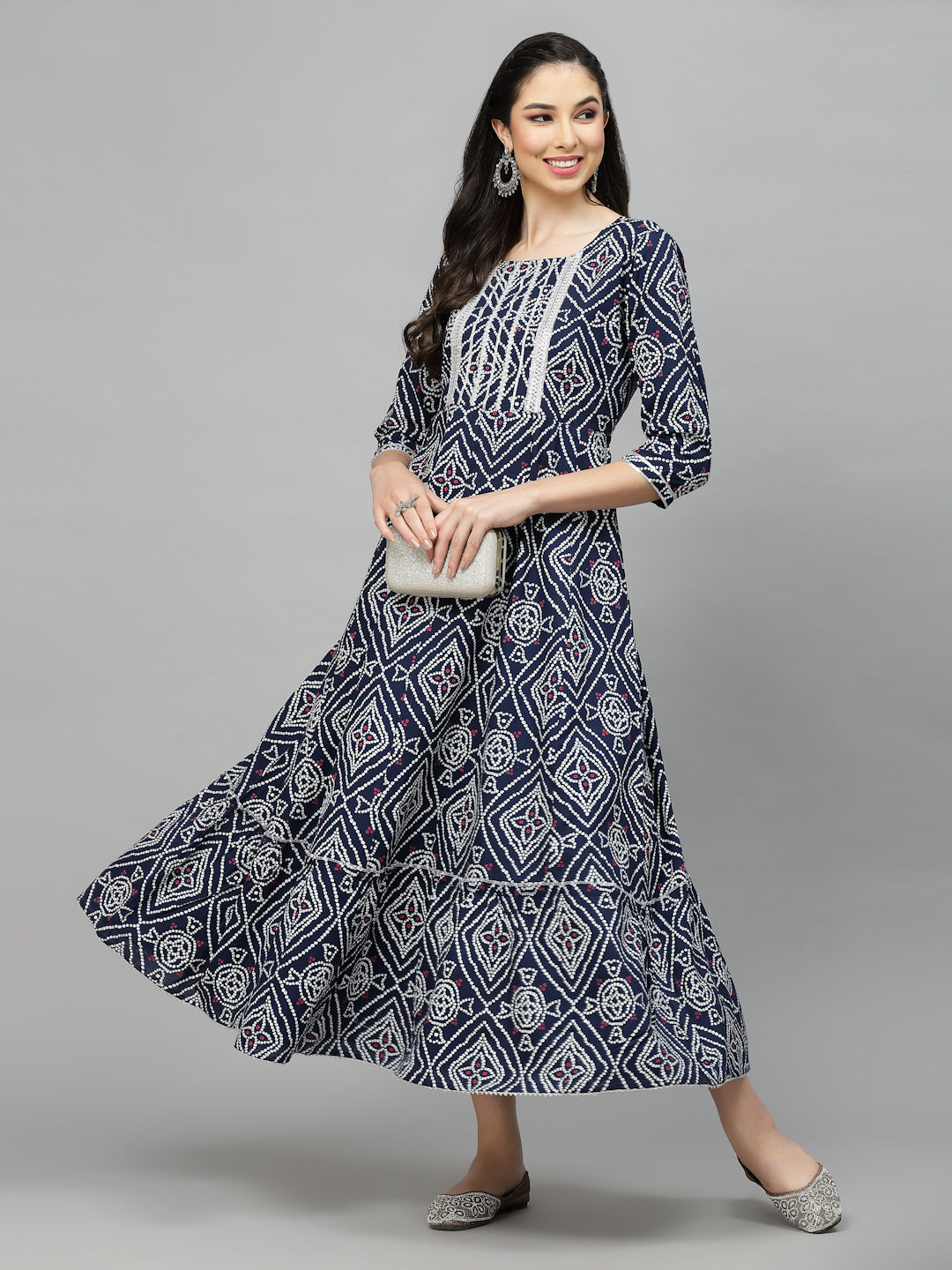 Stylum Women's Bandhej Printed Rayon Tiered kurta (INGOGINNY)