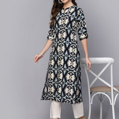 Stylum Women's Printed Rayon A-Line Kurta (INDOIKAT)