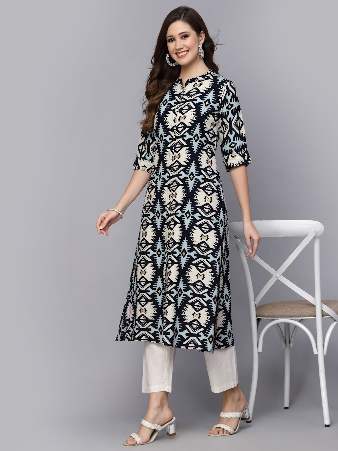 Stylum Women's Printed Rayon A-Line Kurta (INDOIKAT)