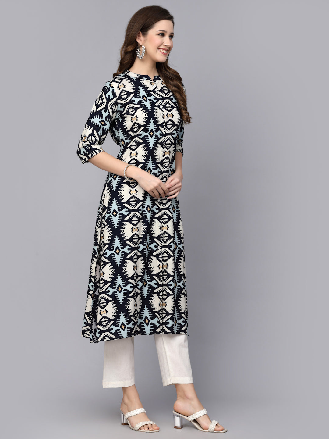 Printed Rayon A-Line Kurta