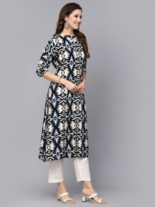 Printed Rayon A-Line Kurta 