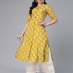 Stylum Women's Floral Printed Rayon A-Line Kurta (JOHNYCORN)