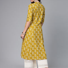Floral Printed Rayon A-Line Kurta