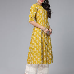 Floral Printed Rayon A-Line Kurta