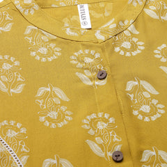 Floral Printed Rayon A-Line Kurta