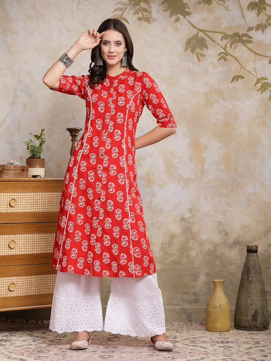 Stylum Women's Floral Printed Rayon A-Line Kurta (JOHNYRED)