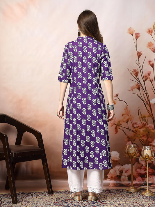 Stylum Women's Floral Printed Rayon A-Line Kurta