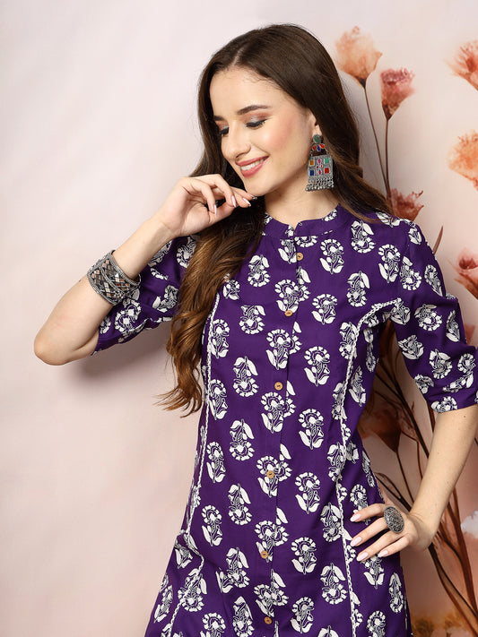 Stylum Women's Floral Printed Rayon A-Line Kurta