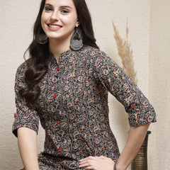 Stylum Women's Floral Printed Cotton A-Line Kurta (JUPITER)