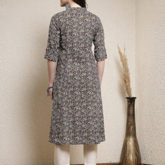 Stylum Women's Floral Printed Cotton A-Line Kurta (JUPITER)