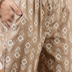 Stylum Women's Printed Rayon Co-Ord set (KASHIBEIGE)