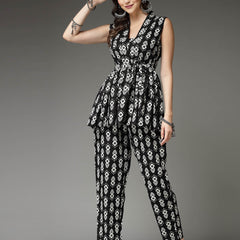 Stylum Women's Printed Rayon Co-Ord set (KASHIBLACK)