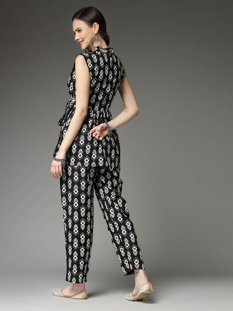 Stylum Women's Printed Rayon Co-Ord set (KASHIBLACK)