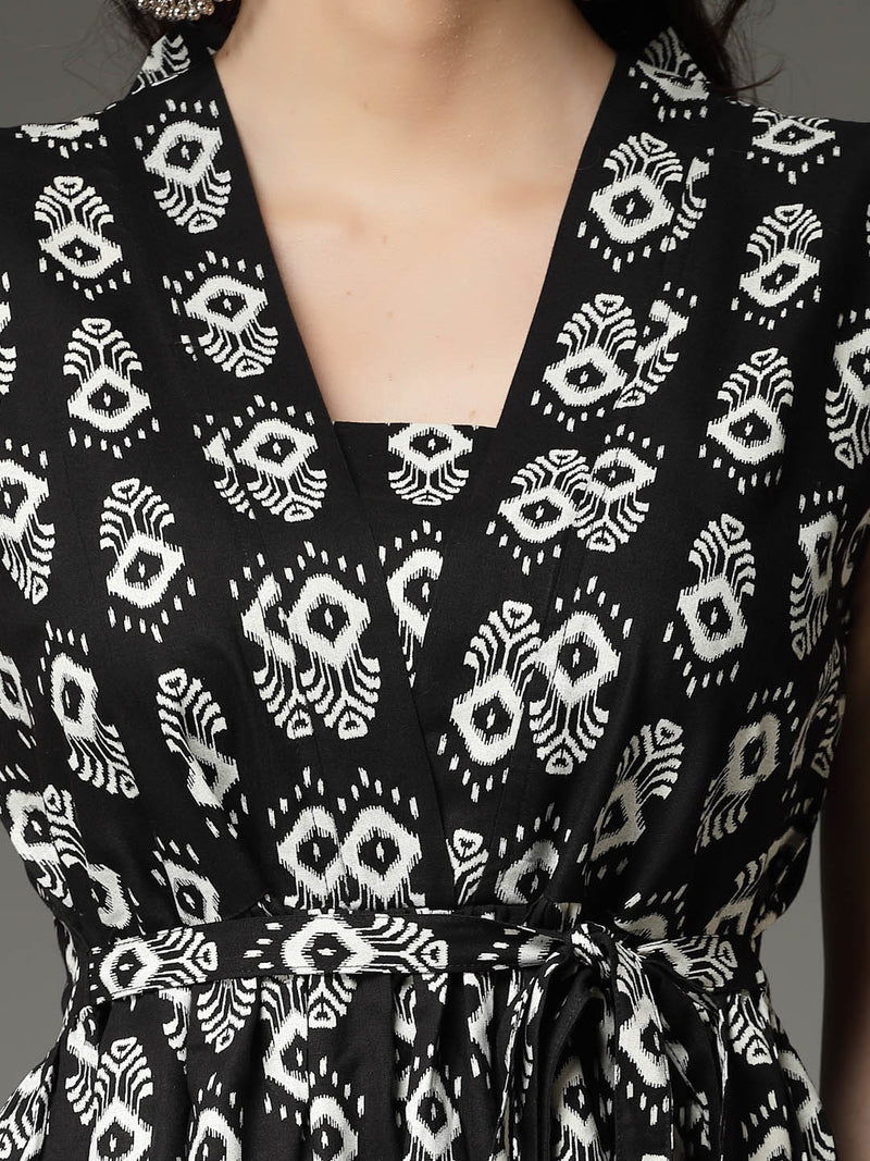 Stylum Women's Printed Rayon Co-Ord set (KASHIBLACK)