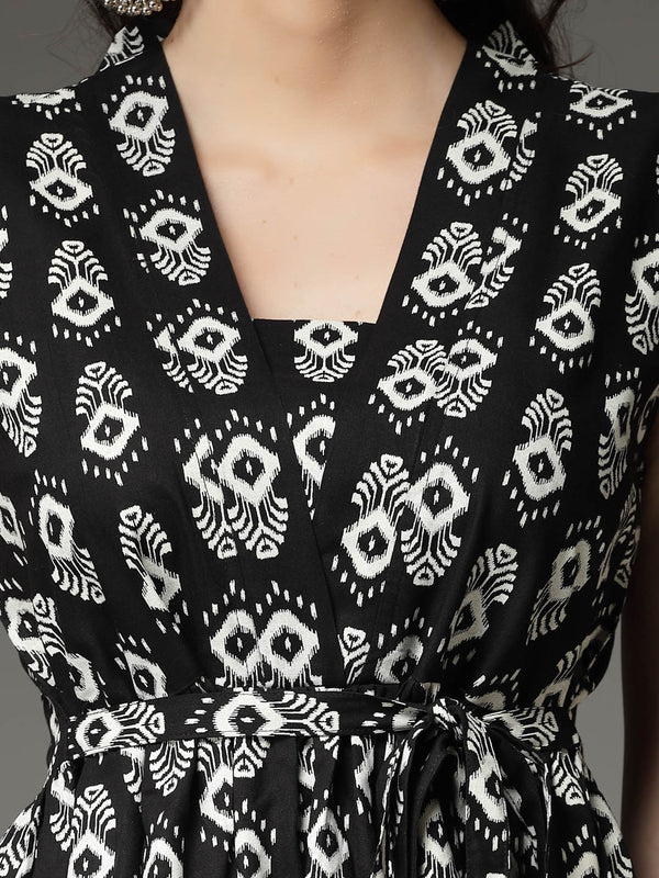 Stylum Women's Printed Rayon Co-Ord set (KASHIBLACK)