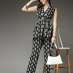 Stylum Women's Printed Rayon Co-Ord set (KASHIBLACK)