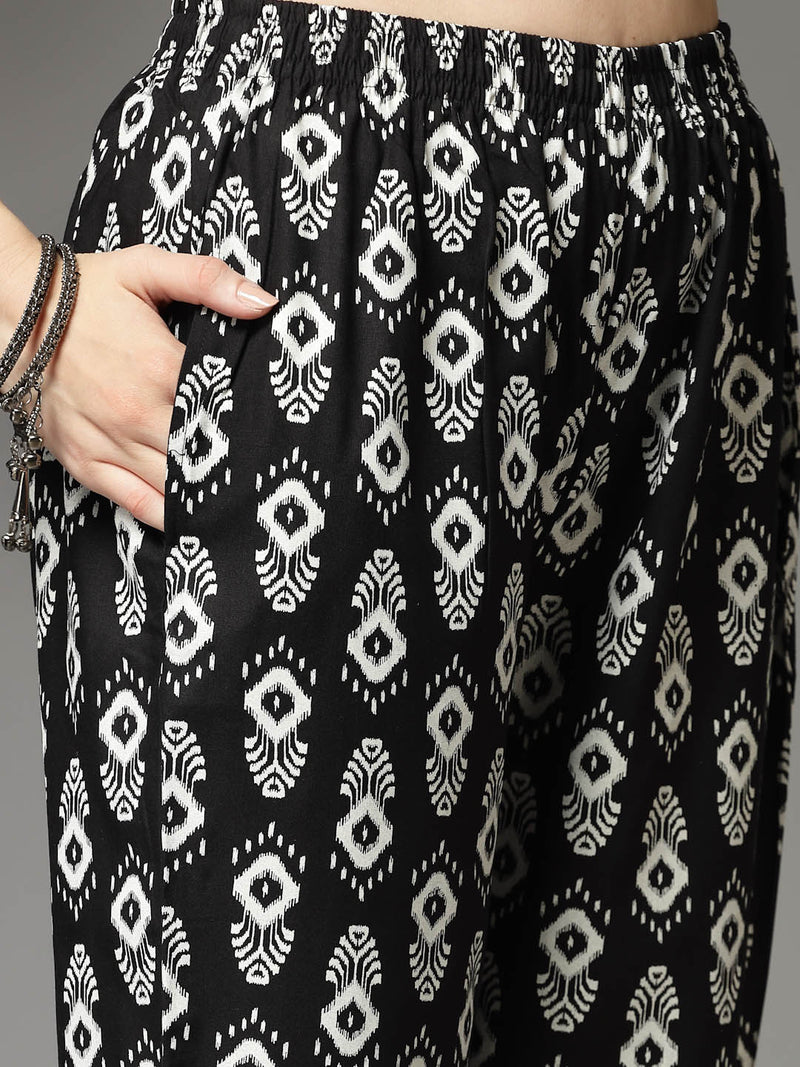 Stylum Women's Printed Rayon Co-Ord set (KASHIBLACK)