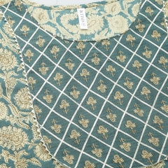 Stylum Women's Printed Cotton Anarkali Kurta with Dupatta (KDBEIGENUTAN)