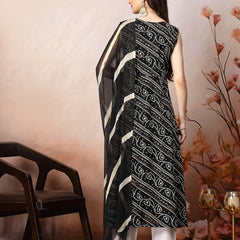 Stylum Women's Black Bandhani Printed & Embroidered Rayon A-Line Kurta Dupatta Set (KDBLACKBANGO)