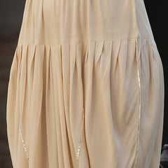 Stylum Women's Embroidered & Embellished Rayon Pleated Kurti with Dhoti Pant & Dupatta (KPDCREAMCRUSH)