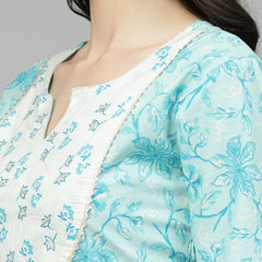 Stylum Women's Printed Cotton Anarkali Kurta with Dupatta (KDGEET)