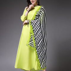 Stylum Women's Solid Rayon A-Line Kurta with Dupatta (KDGREENCOLDER)