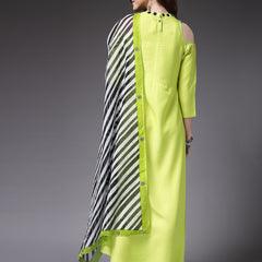 Stylum Women's Solid Rayon A-Line Kurta with Dupatta (KDGREENCOLDER)