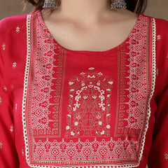 Stylum Women's Printed Rayon Anarkali Kurta With Dupatta (KDRANIPINK)