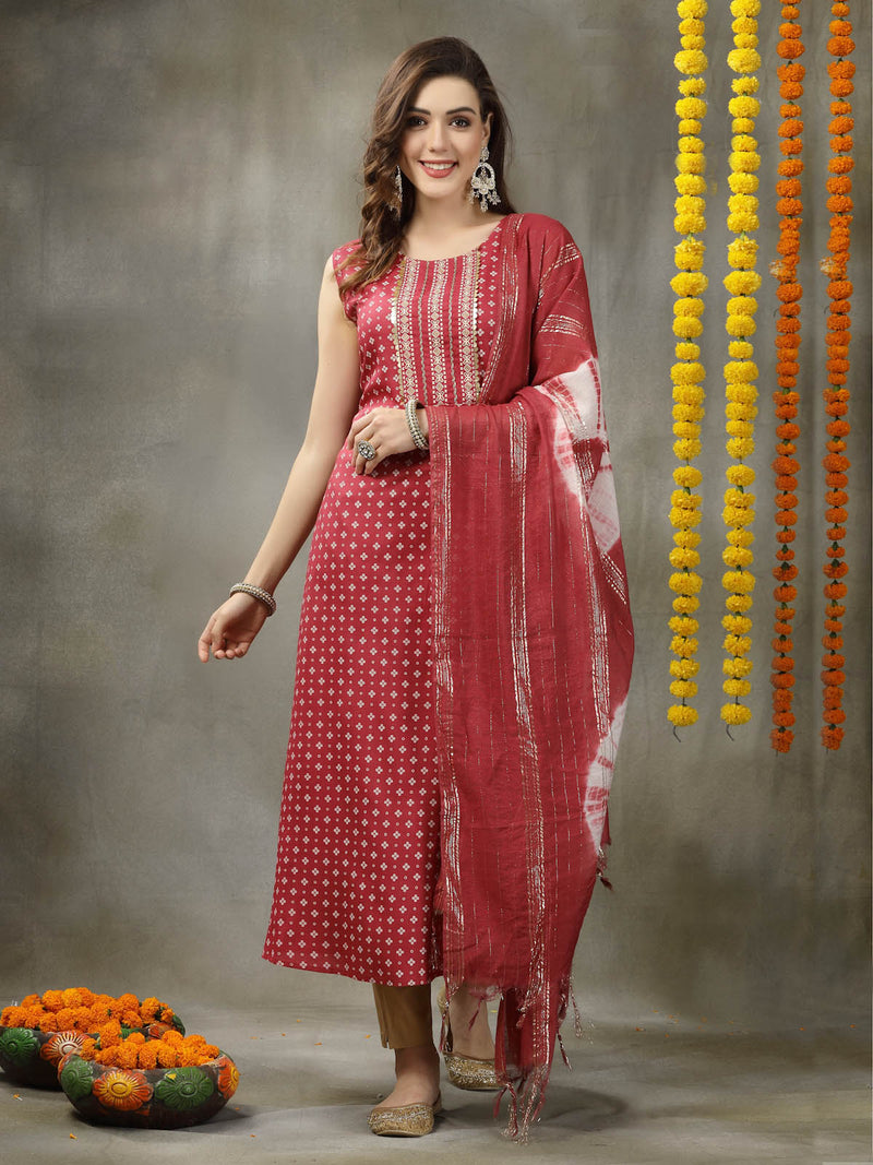 Rayon A-Line Kurta with Dupatta