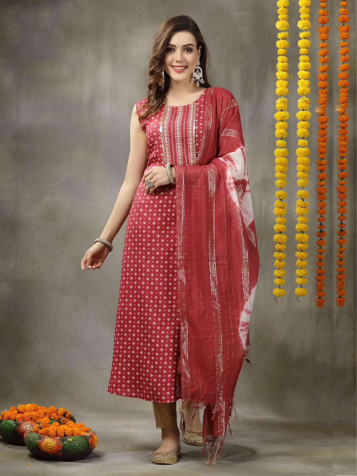 Rayon A-Line Kurta with Dupatta 