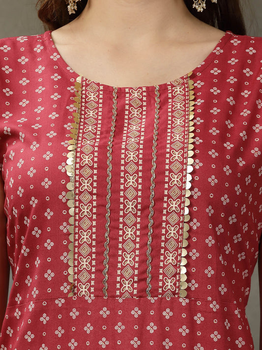 Rayon A-Line Kurta with Dupatta