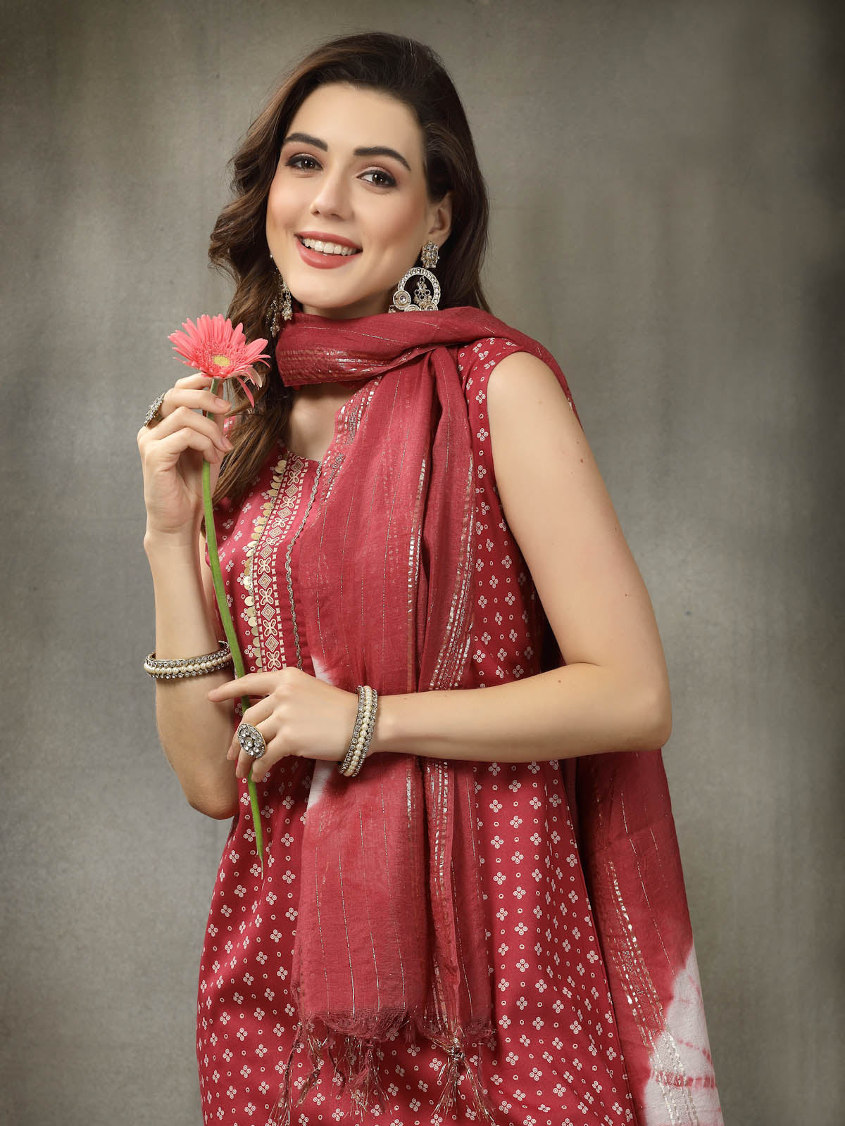 Rayon A-Line Kurta with Dupatta 