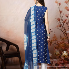 Stylum Women's Blue Floral Printed & Embroidered Rayon A-Line Kurta Dupatta Set (KDROYALRASNA)