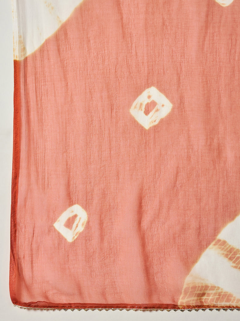 Stylum Women's Rust Solid & Embroidered Rayon A-Line Kurta With Dupatta (KDRUSTPEPPA)
