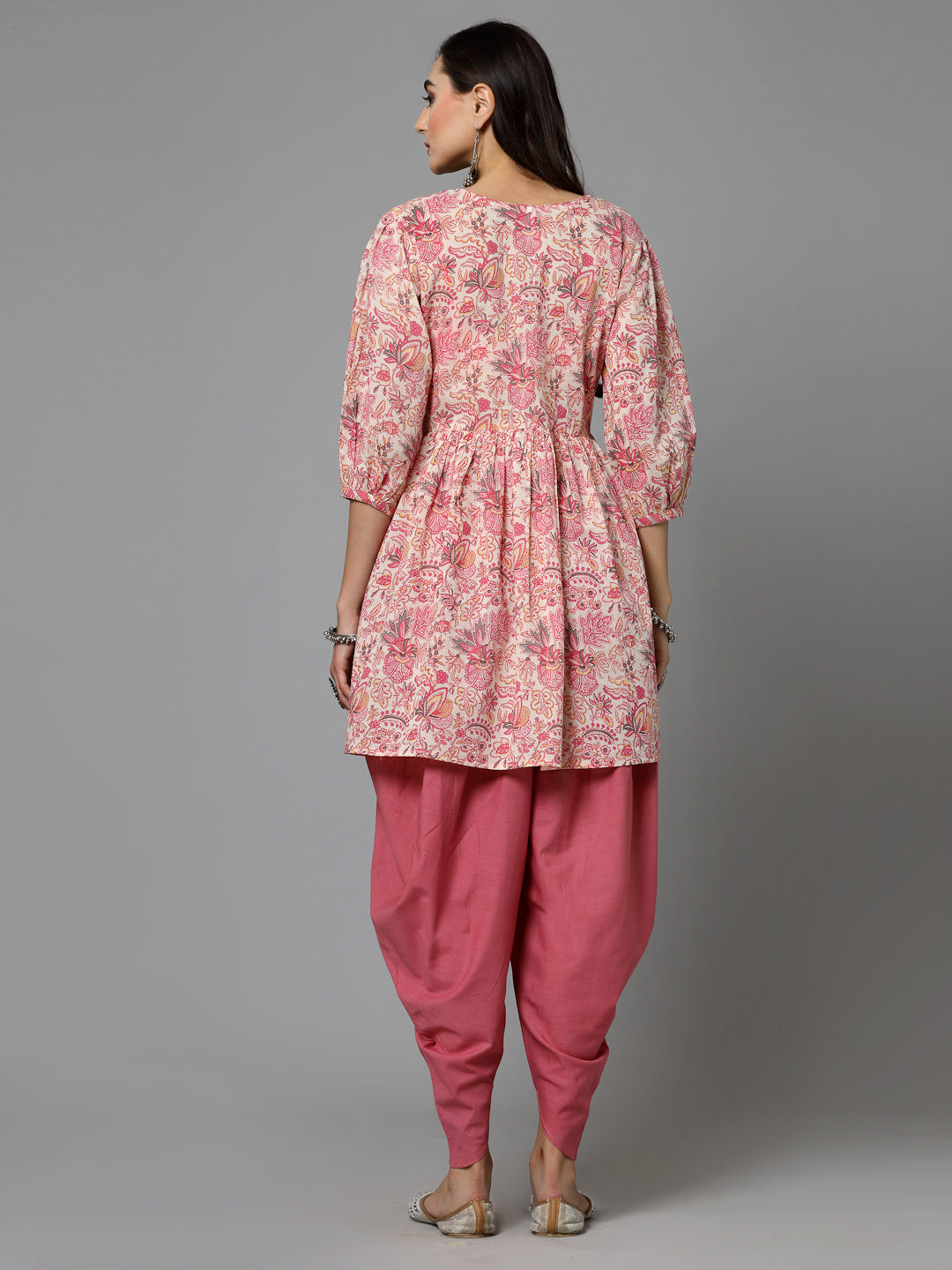 Floral Printed Cotton Kurti with Dhoti Pant