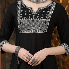 Stylum Women's Embroidered Rayon Anarkali Kurta with Dupatta (KDTAMSA)