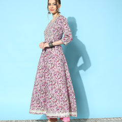 Cotton Blend Anarkali Kurta with Dupatta