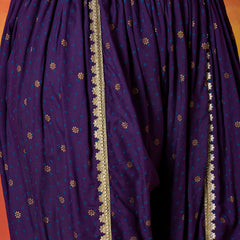 Stylum Women's Violet Embroidered Rayon A-Line Kurti With Dhoti Pant Set (KDVOILJAMOTI)